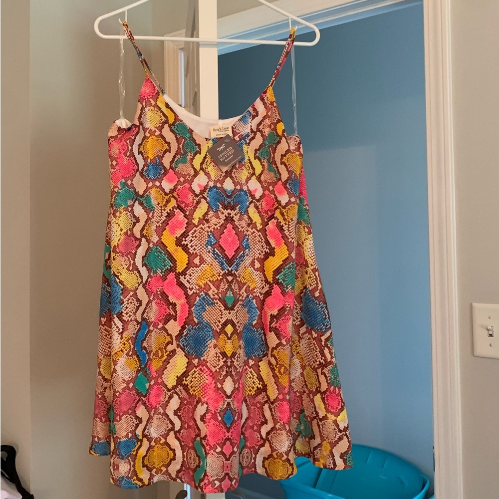 Multicolored snakeskin dress